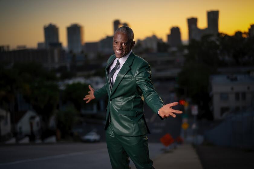 San Diego, CA - August 23: Award-winning San Diego blues and soul singer Earl Thomas -- whose songs have been recorded by Tom Jones, Etta James, Ike Turner and others -- came out of retirement early this year to head a gospel music revue. The group's new album comes out in August and Earl Thomas & Sister Leola, featuring The Gospel Ambassadors perform an album-release gig Aug. 6 at the Belly Up. Thomas got his start in music here decades ago busking in Balboa Park and on Prospect Street in La Jolla. (Nelvin C. Cepeda / The San Diego Union-Tribune)