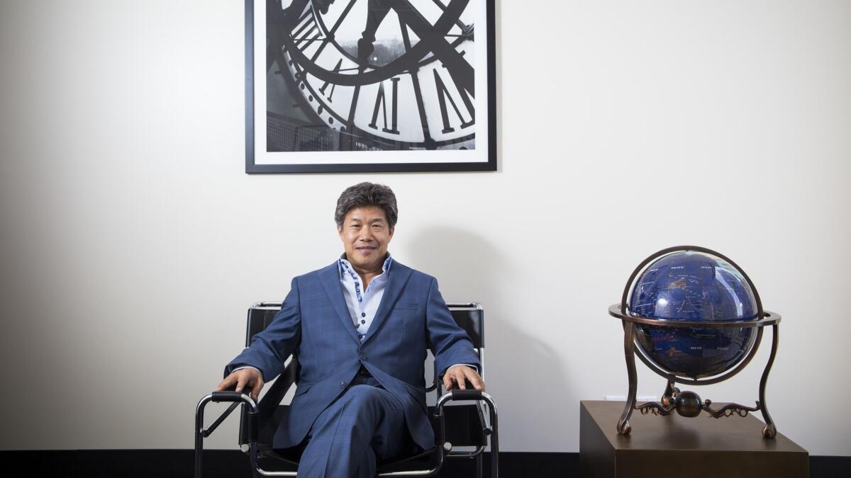 Donald Tang, the founder of Tang Media Partners, which owns Global Road Entertainment, is shown at Tang Media's headquarters in Century City.