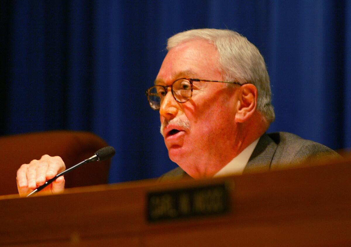 California Public Utility Commissioner Michael Peevey sits on the panel during a meeting in San Francisco in 2004.