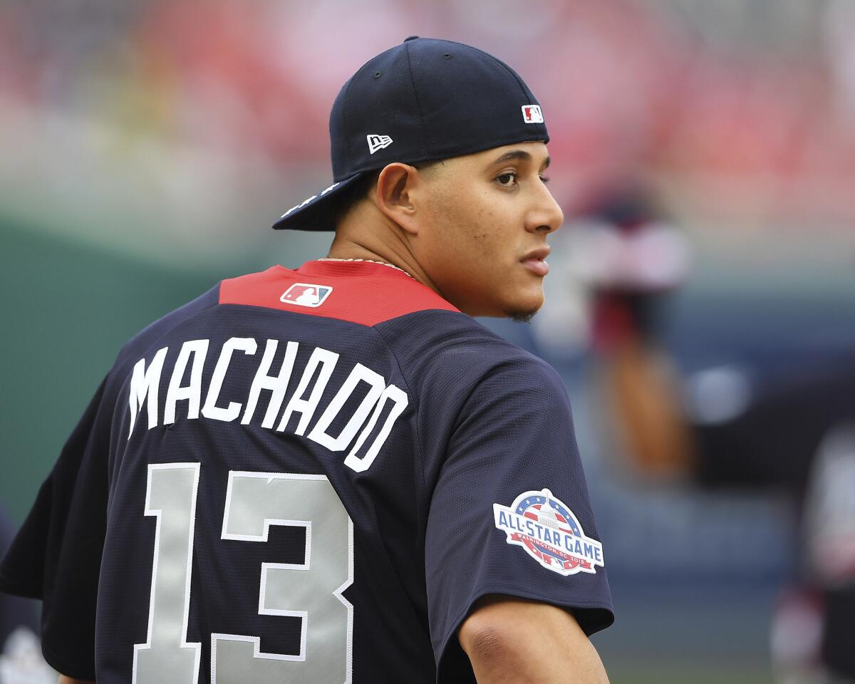 El torpedero de los Orioles de Baltimore Manny Machado durante el Juego de Estrellas del martes 17 de julio de 2018 en Washington.