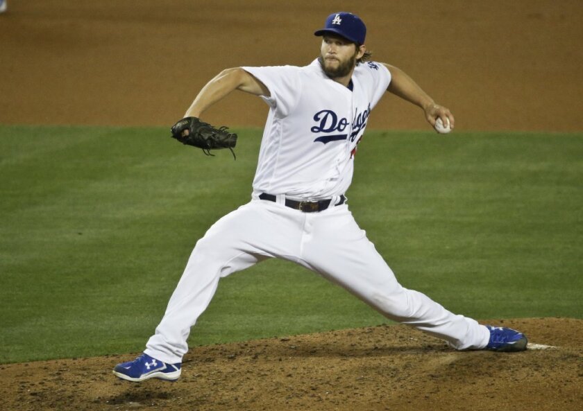 Dodgers left-hander Clayton Kershaw pitches into the fifth inning during a game against the Braves on June 4.