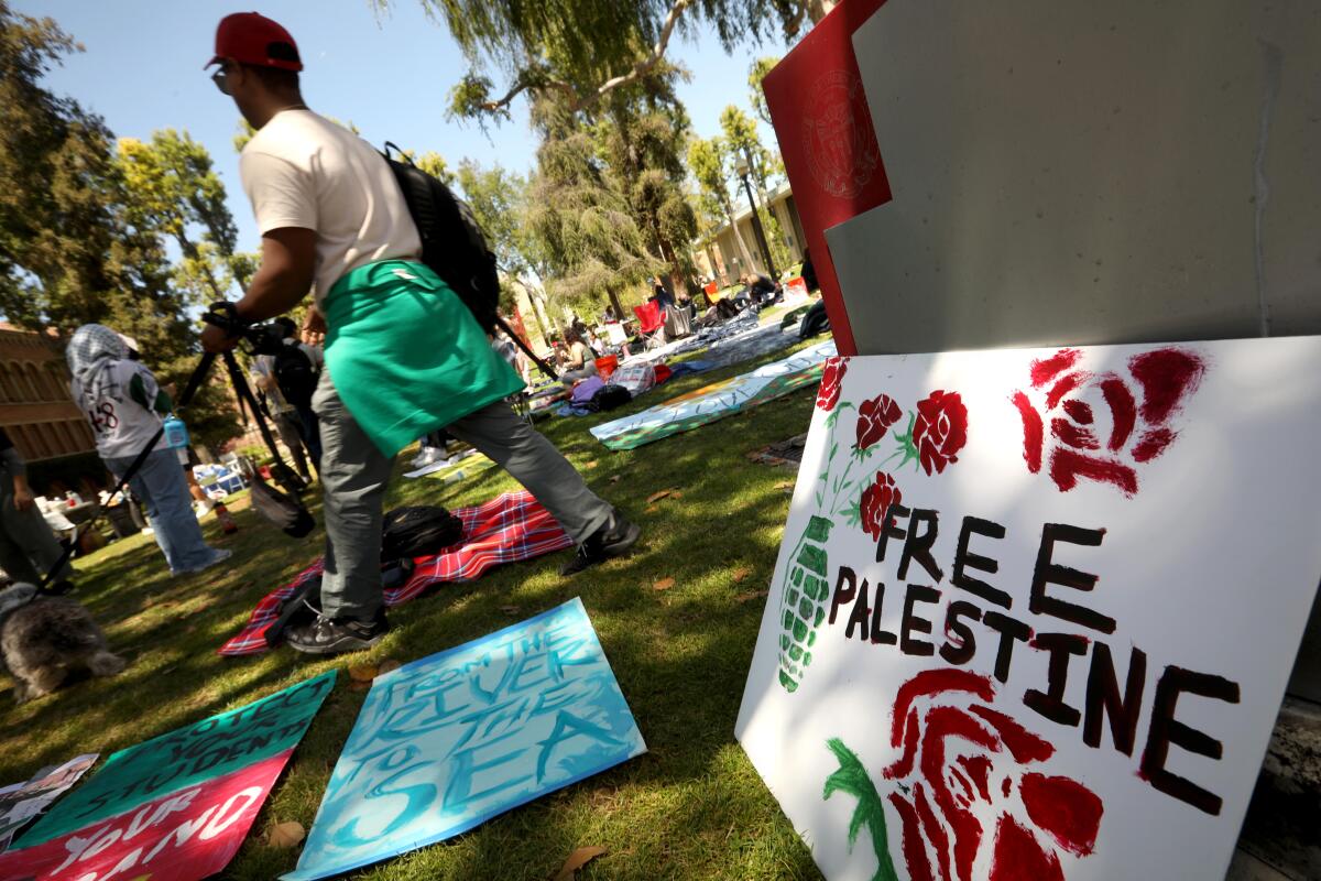 USC students protest the war in Gaza on campus.