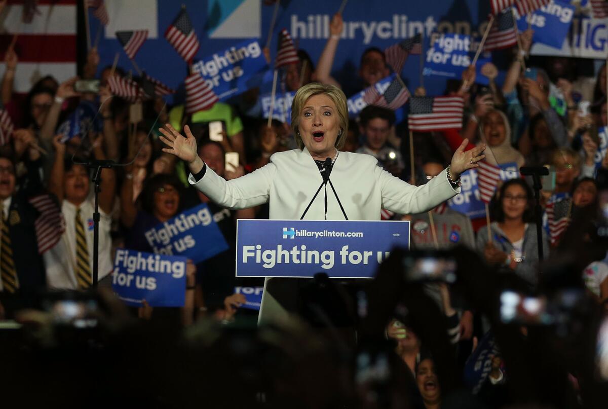 Hillary Clinton speaks during her Super Tuesday event in Miami.