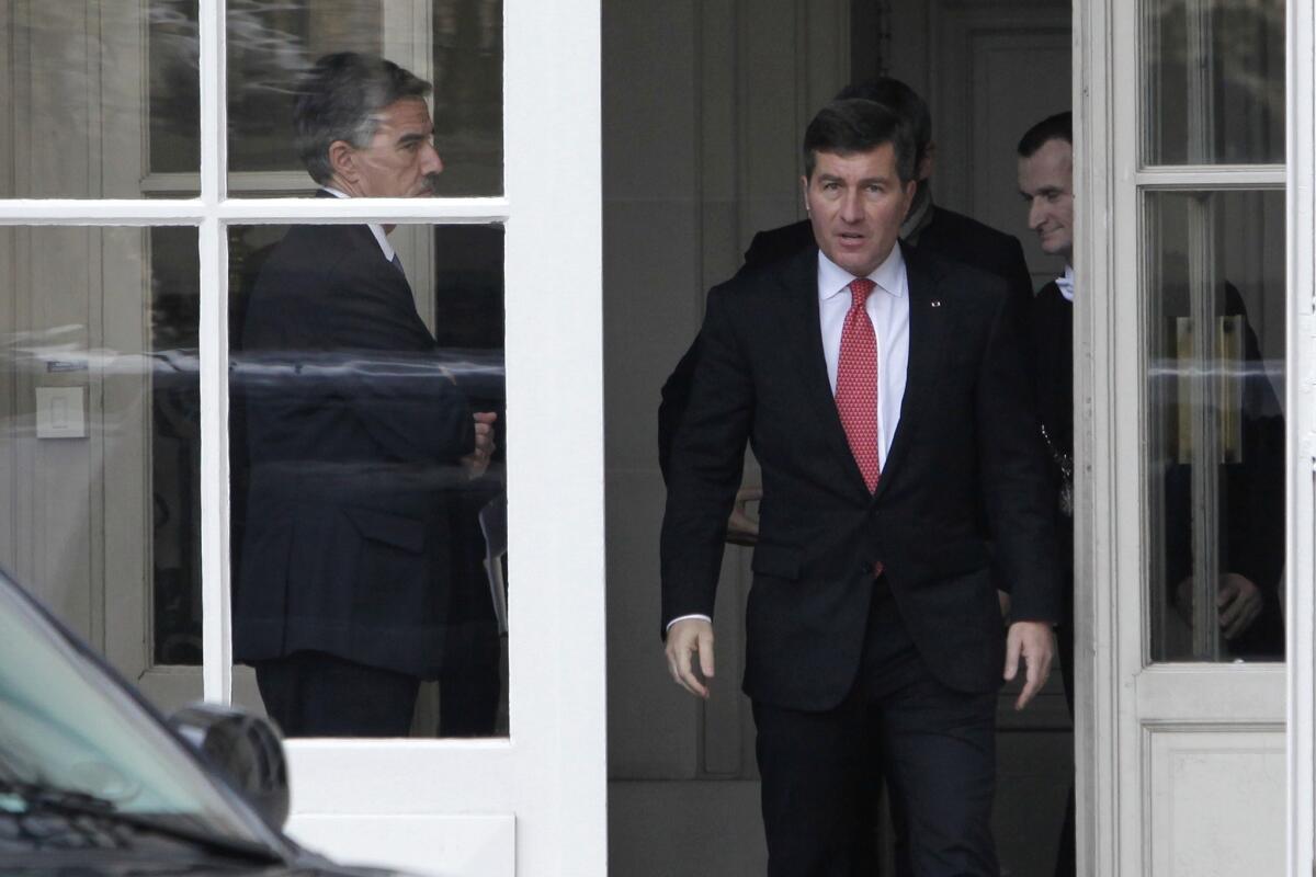 Charles H. Rivkin, the U.S Ambassador to France, leaves the Foreign Ministry in Paris on Monday after being summoned to explain reported NSA spying on French citizens.