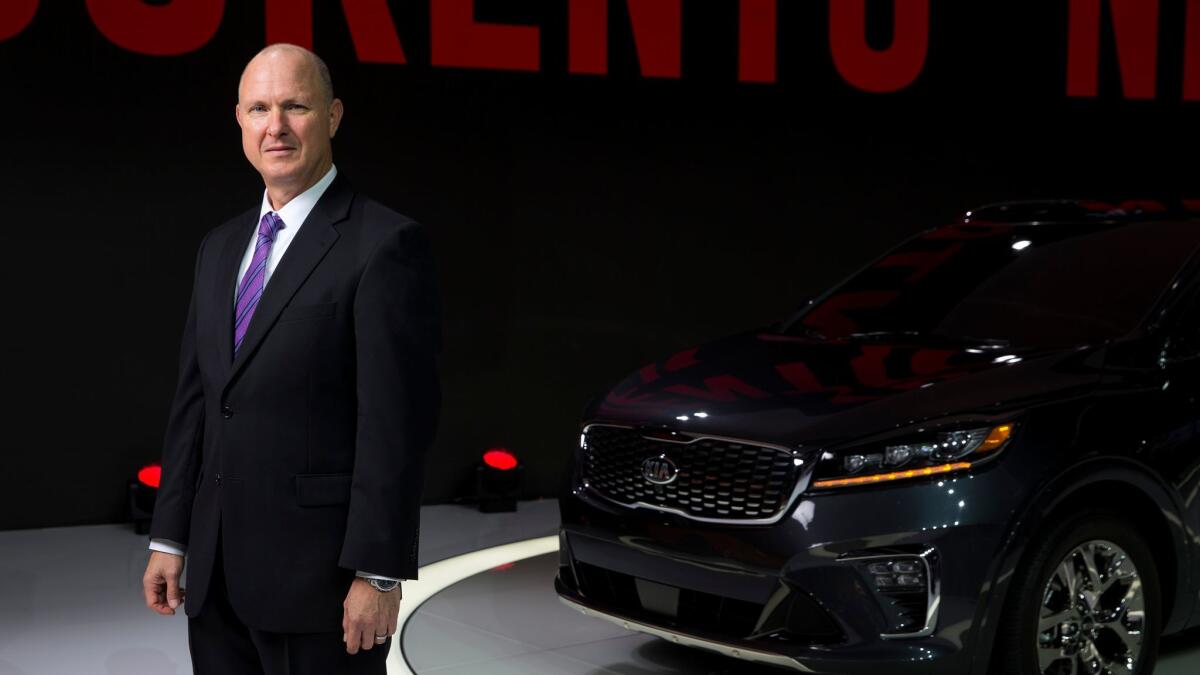 Orth Hedrick, vice president of product planning at Kia Motors America, attends the 2017 LA Auto Show.