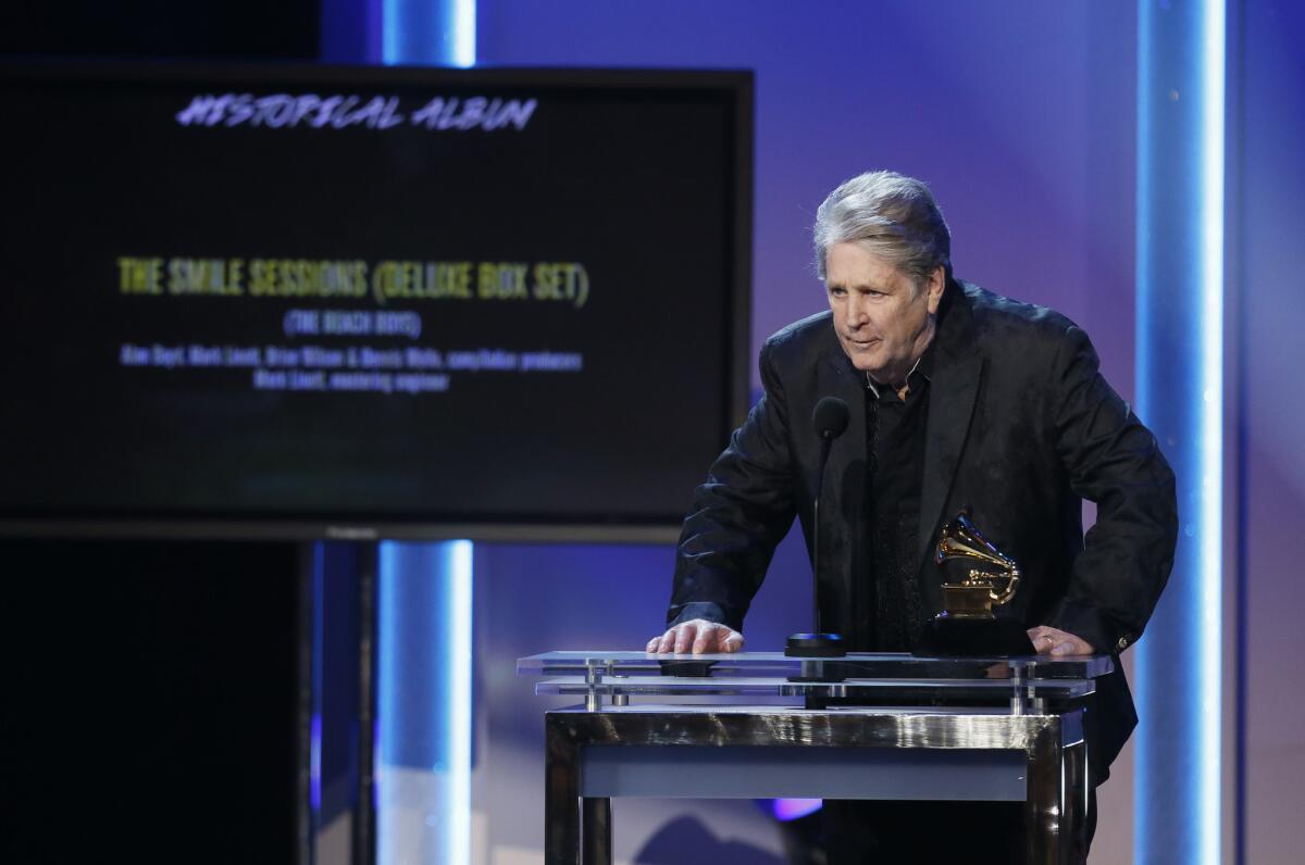 Brian Wilson won a Grammy Award for historical album for the "The Smile Sessions" Beach Boys box set.
