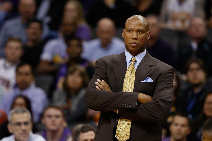 PHOENIX, AZ - NOVEMBER 16: Head coach Byron Scott of the Los Angeles Lakers during the NBA game against the Phoenix Suns at Talking Stick Resort Arena on November 16, 2015 in Phoenix, Arizona. The Suns defeated the Lakers 120-101. NOTE TO USER: User expressly acknowledges and agrees that, by downloading and or using this photograph, User is consenting to the terms and conditions of the Getty Images License Agreement. (Photo by Christian Petersen/Getty Images)