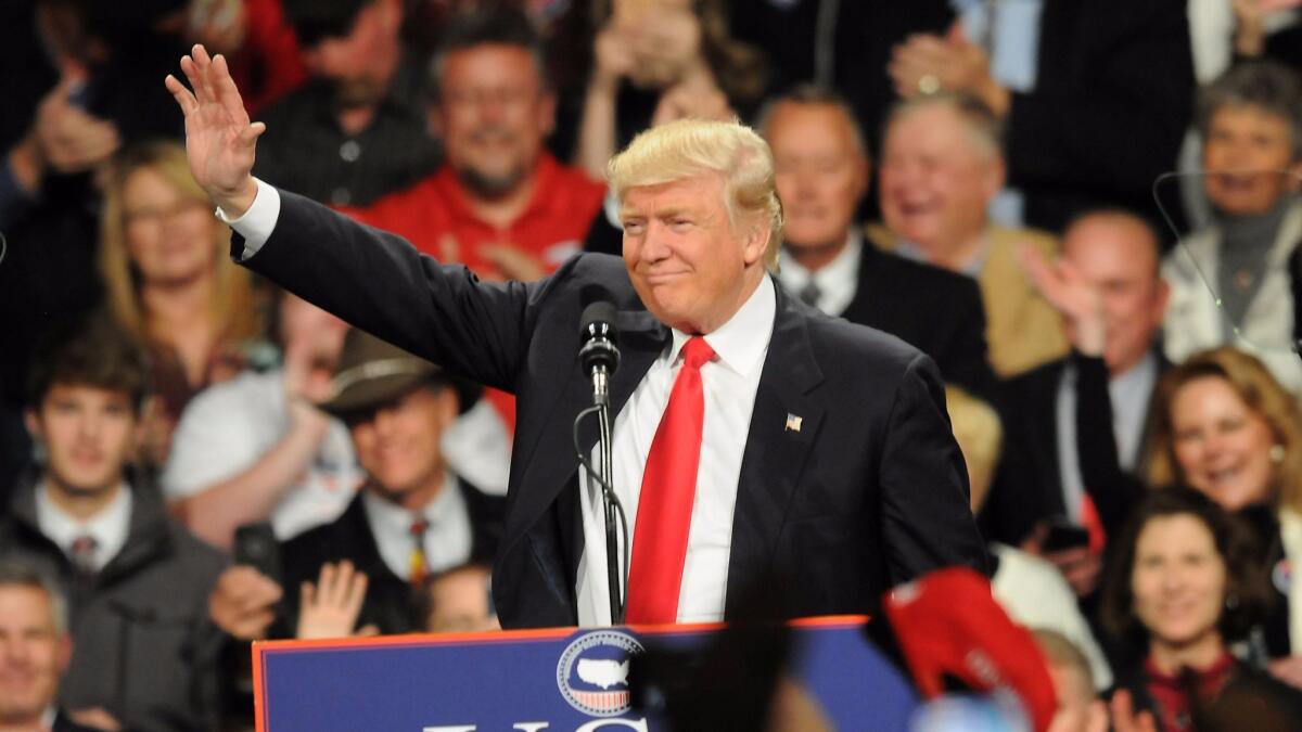 Donald Trump at a Victory Tour Rally on December 8, 2016 in Des Moines, Iowa.