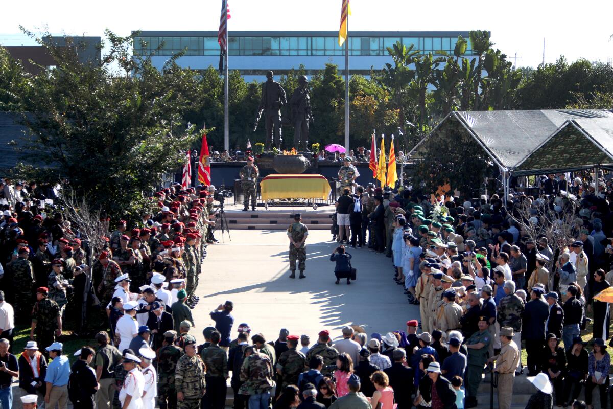 Hundreds attended the Lost Soldiers Ceremony at Sid Goldstein Freedom Park in Westminster, Calif., on Oct. 26. The remains of 81 South Vietnamese airborne soldiers killed in 1965 were laid to rest.