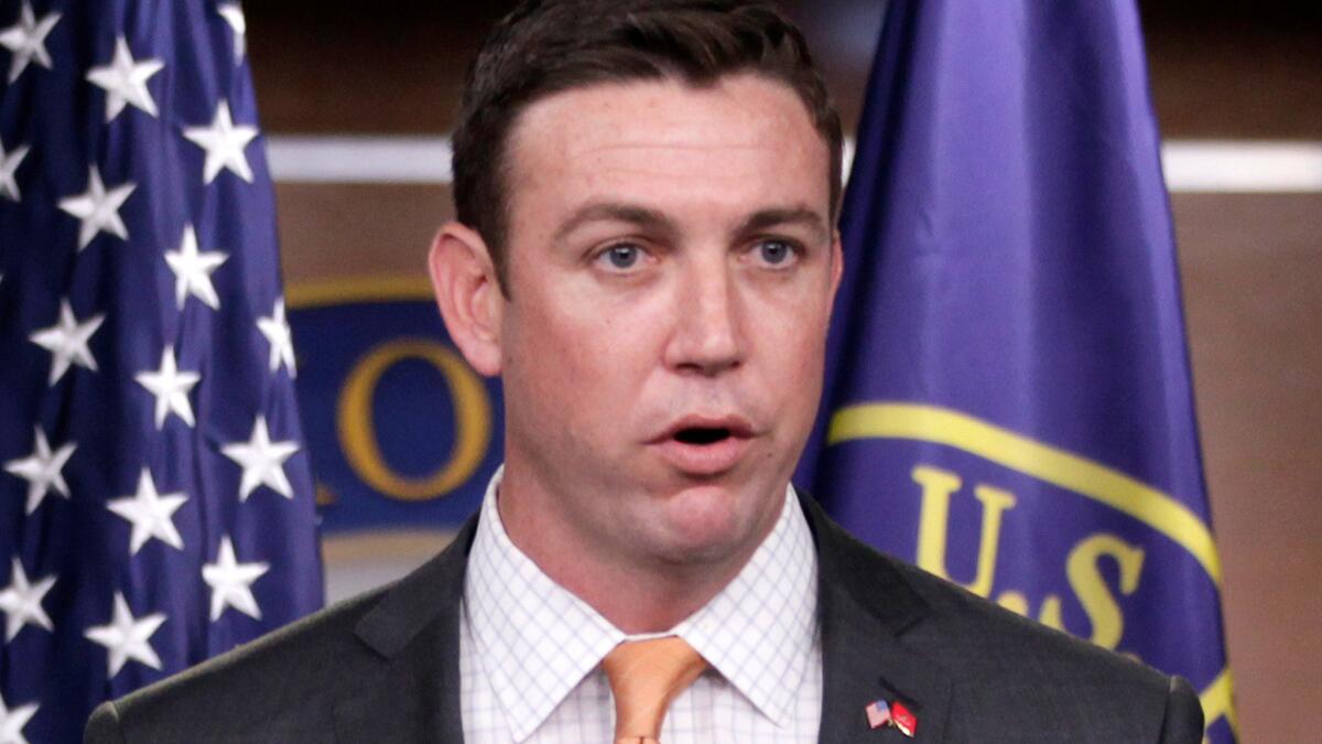 Rep. Duncan Hunter (R-Calif.) speaks during a news conference on Capitol Hill in Washington, D.C., in 2011.