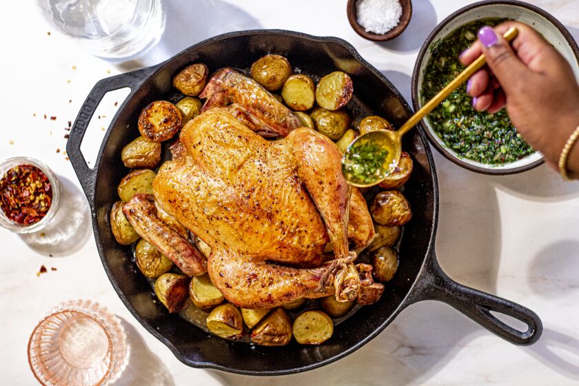 Roasted Chicken and Potatoes with Salsa Verde Recipe, styling and photography by Danielle Campbell.