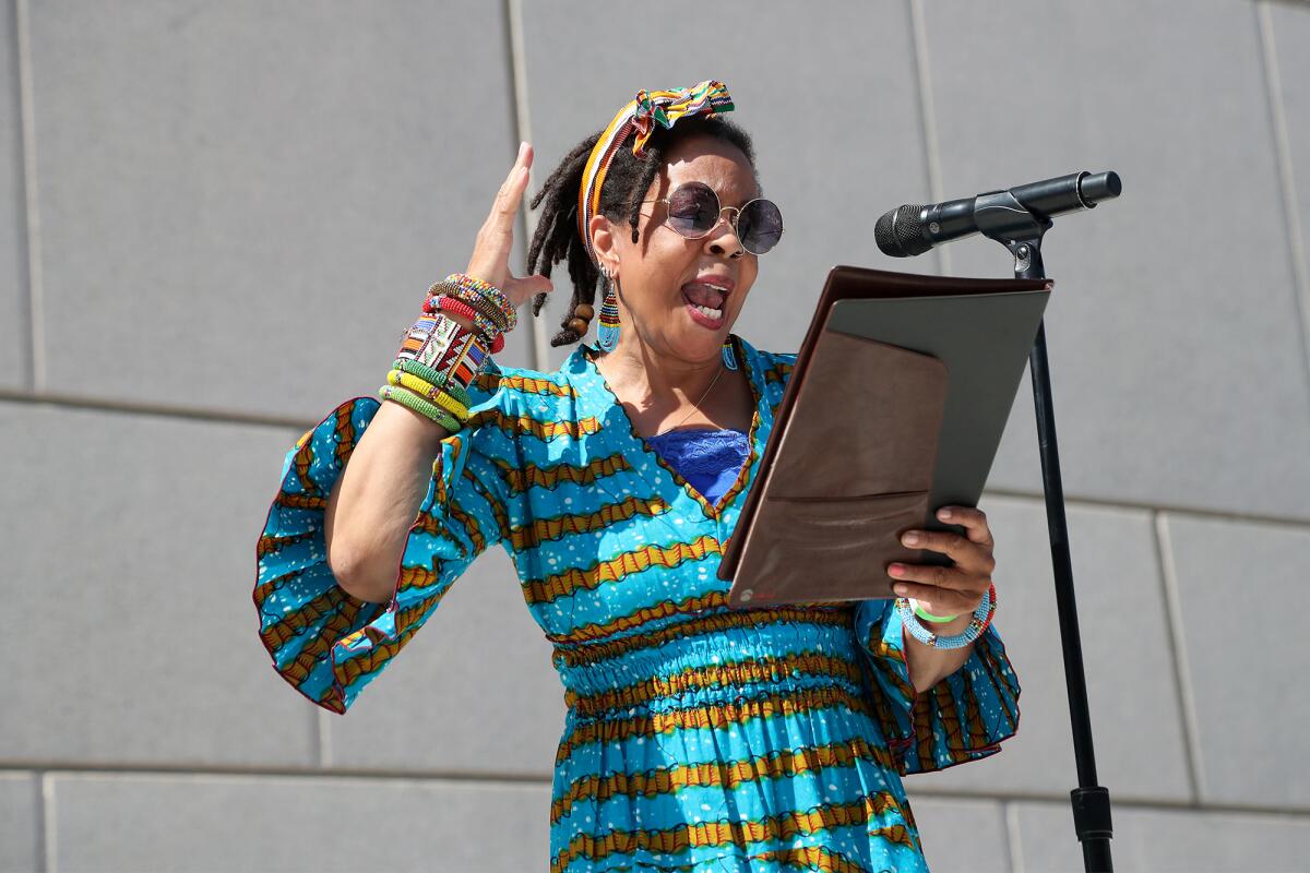 Gwen Alexis, an African American Studies professor at Cal State Fullerton, recites Margaret Walker's "For My People."