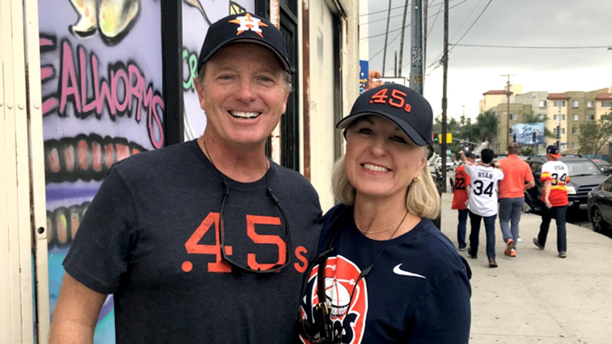 Jay and ReeRee Friedman spent part of Tuesday afternoon in Echo Park before heading to Game 6.