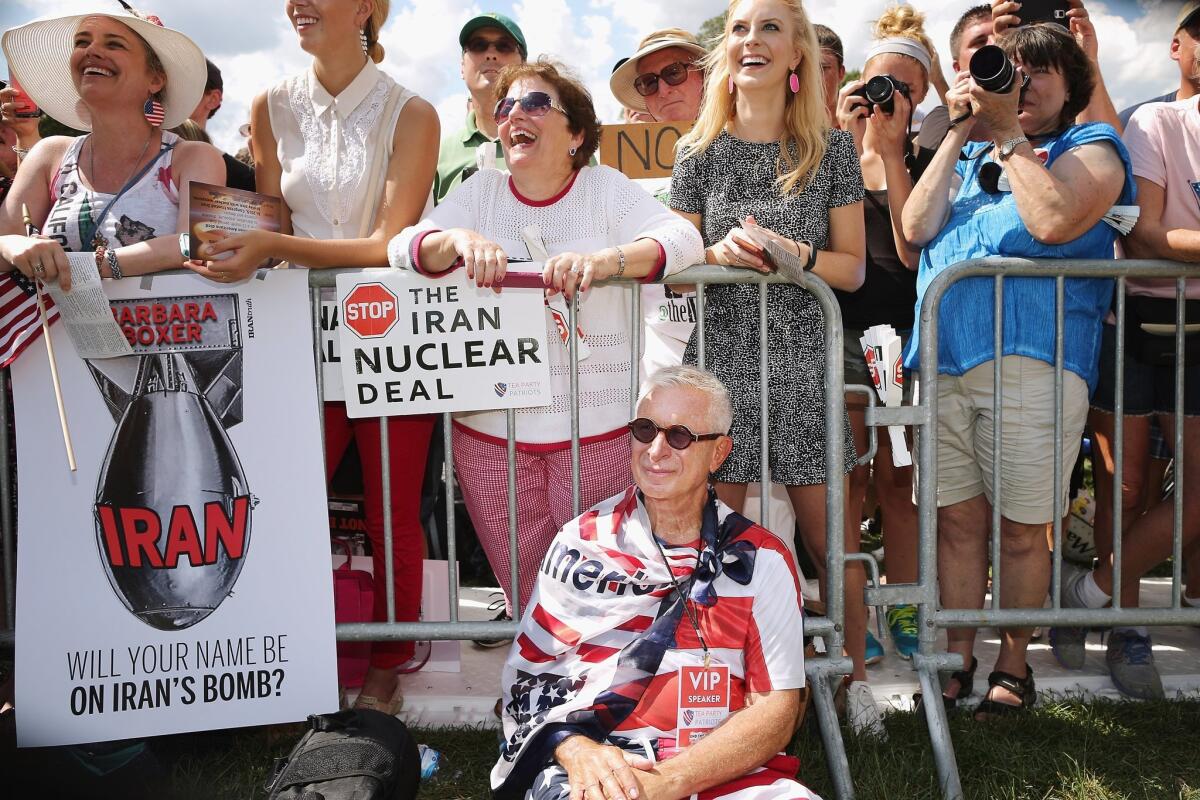 WASHINGTON, DC - SEPTEMBER 09: Tea Party supporters gather on the West Front Lawn for a rally against the Iran nuclear deal at the U.S. Capitol September 9, 2015 in Washington, DC. Thousands of people gathered for the rally, organized by the Tea Party Patriots, featured conservative pundits and politicians. (Photo by Chip Somodevilla/Getty Images) ** OUTS - ELSENT, FPG - OUTS * NM, PH, VA if sourced by CT, LA or MoD **