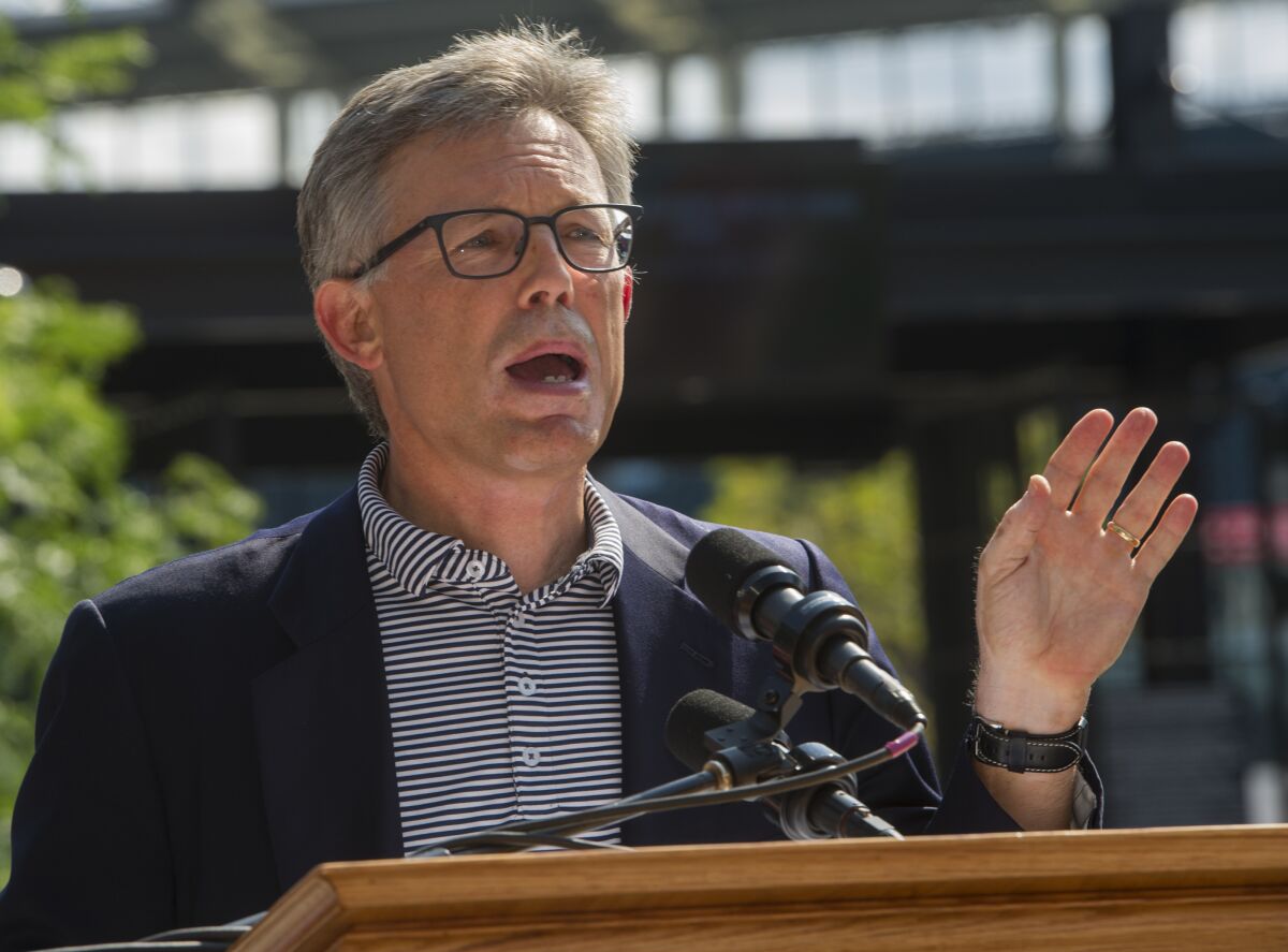 Cleveland Indians president and controlling owner Paul Dolan speaks to reporters.