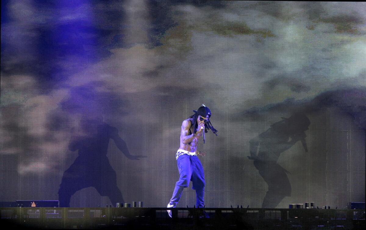 Lil Wayne in Drake Vs. Lil Wayne concert at the Hollywood Bowl on Sept. 22, 2014.