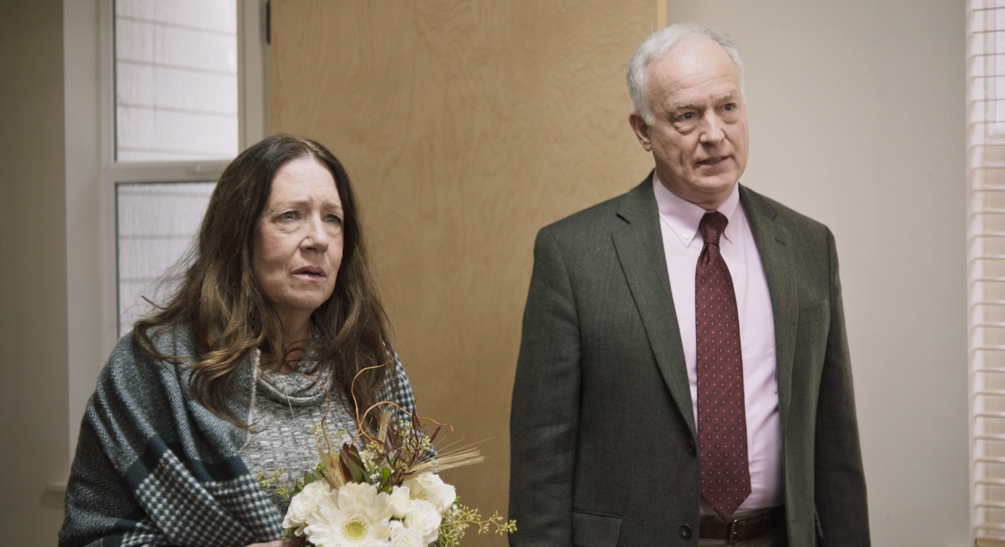 Ann Dowd and Reed Birney play the parents of a school shooting perpetrator in "Mass."