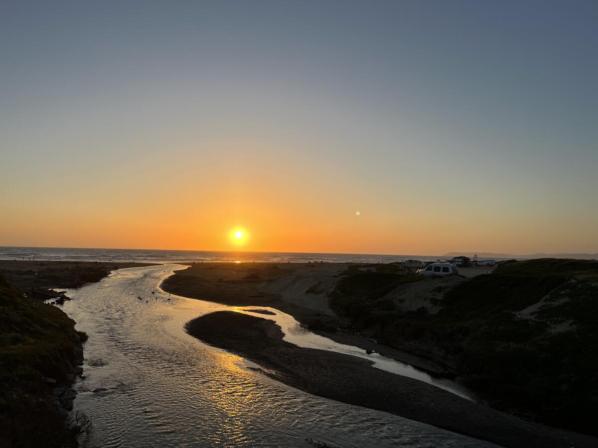 Sunset over Morro Creek in Morro Bay, Calif.