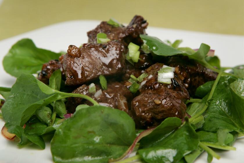 A simple salad version of the Vietnamese entree. Recipe: Shaking beef salad