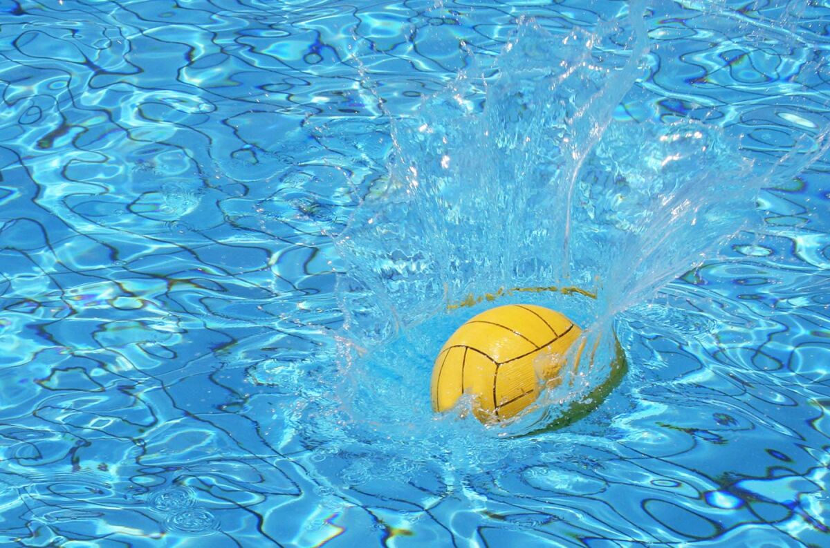 Water polo ball in the pool.