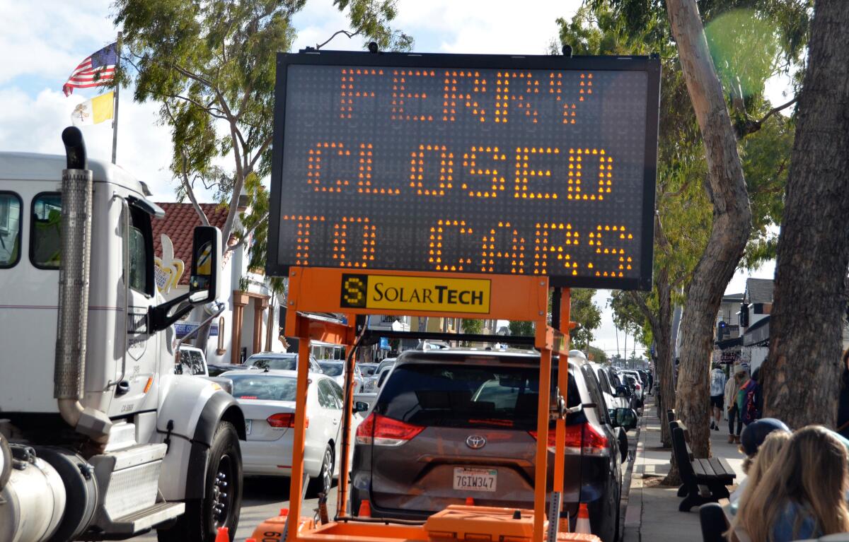 Balboa Island Ferry will be closed to cars for almost a month according to city of Newport Beach Public Works Department.