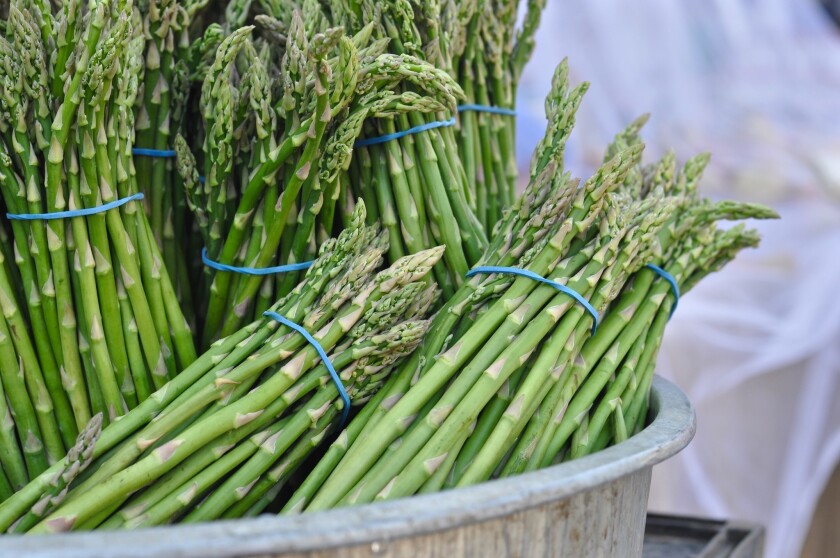 Asparagus is in season at Los Angeles-area farmers markets.