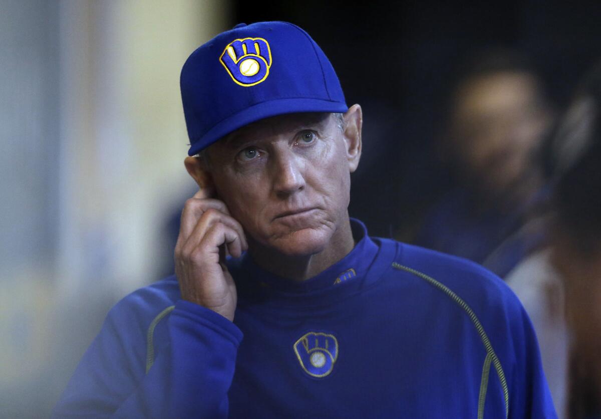 Ron Roenicke in 2012, when he was manager of the Milwaukee Brewers.