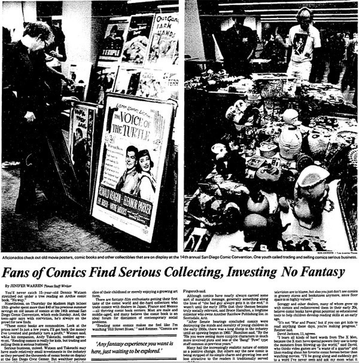 Times contributor Warren Jenifer wrote this article on the culture of collecting and monetizing comic books on Aug 5, 1983.