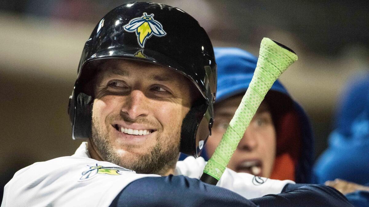 Columbia outfielder Tim Tebow smiles during a game against Augusta on April 6.