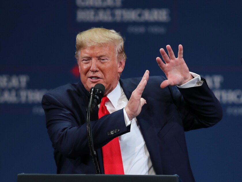 President Trump speaks Thursday during an event in Florida promoting Medicare Advantage.