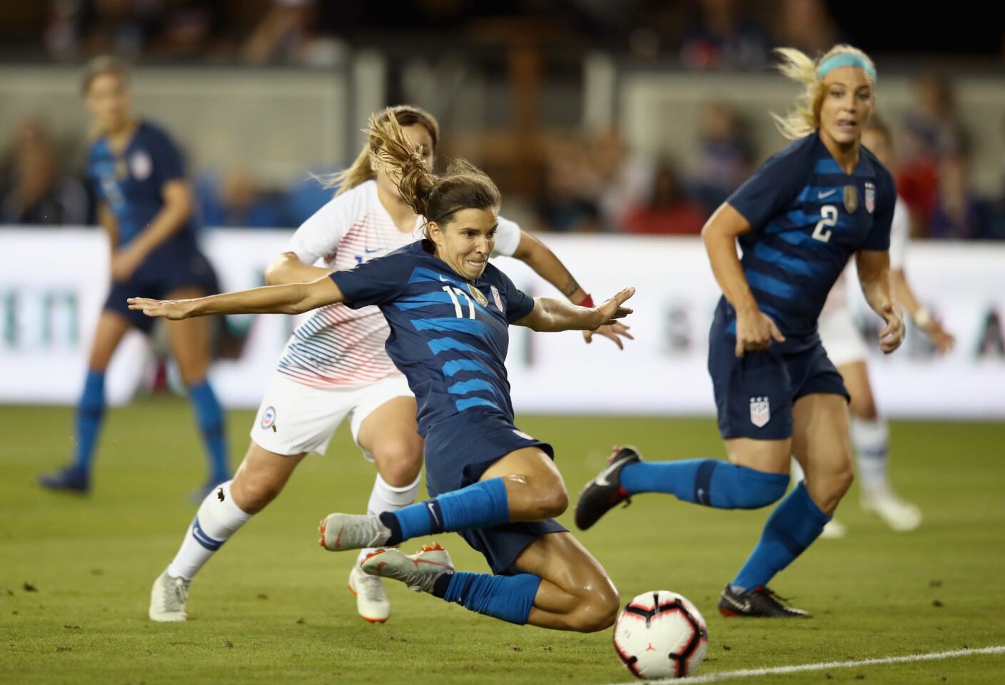 SAN JOSE, CA - SEPTEMBER 04: Tobin Heath of the United States scores a goal against Chile during their match at Avaya Stadium on September 4, 2018 in San Jose, California. (Photo by Ezra Shaw/Getty Images) ** OUTS - ELSENT, FPG, CM - OUTS * NM, PH, VA if sourced by CT, LA or MoD **
