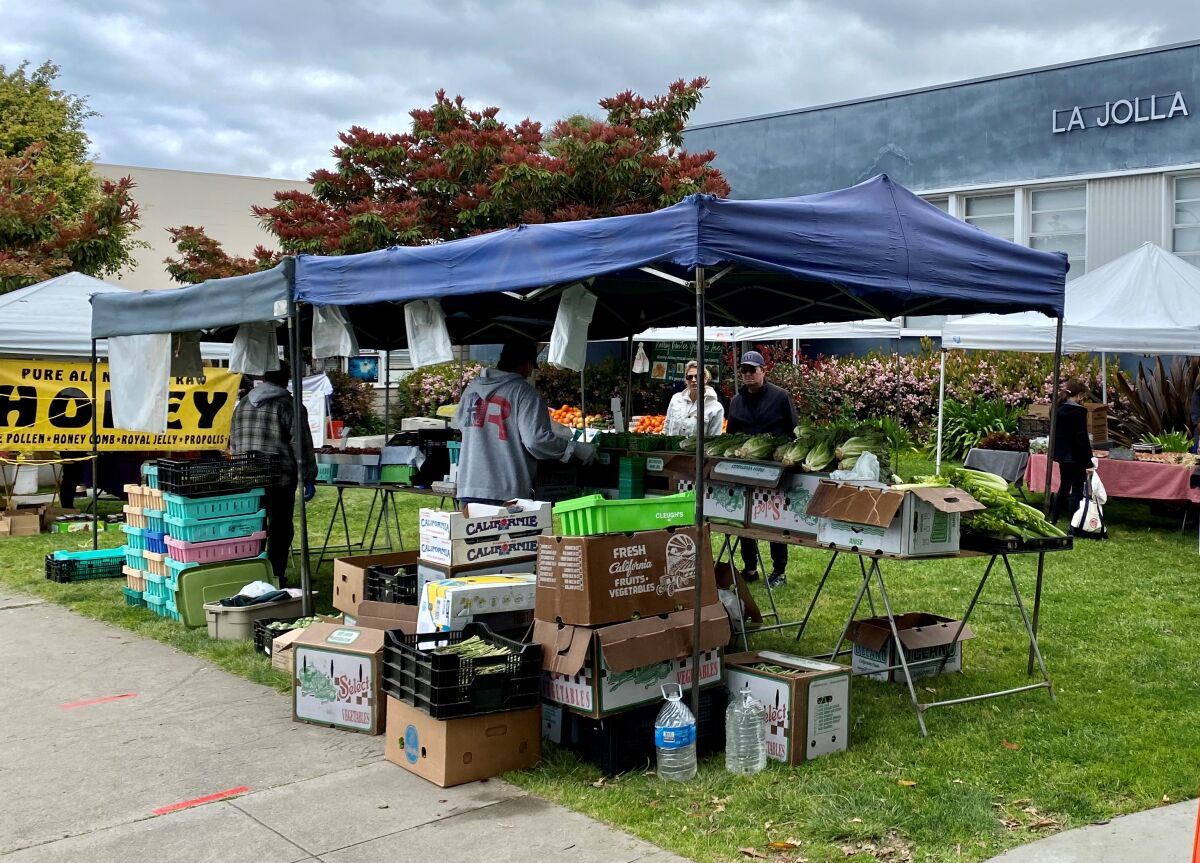 The La Jolla Open Aire Market usually operates from 9 a.m. to 1 p.m. Sundays on the grounds of La Jolla Elementary School.
