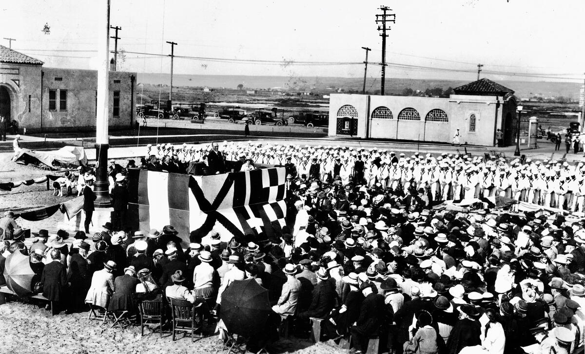 Naval Training Center San Diego is officially dedicated on Navy Day, Oct. 27, 1923, in Point Loma.