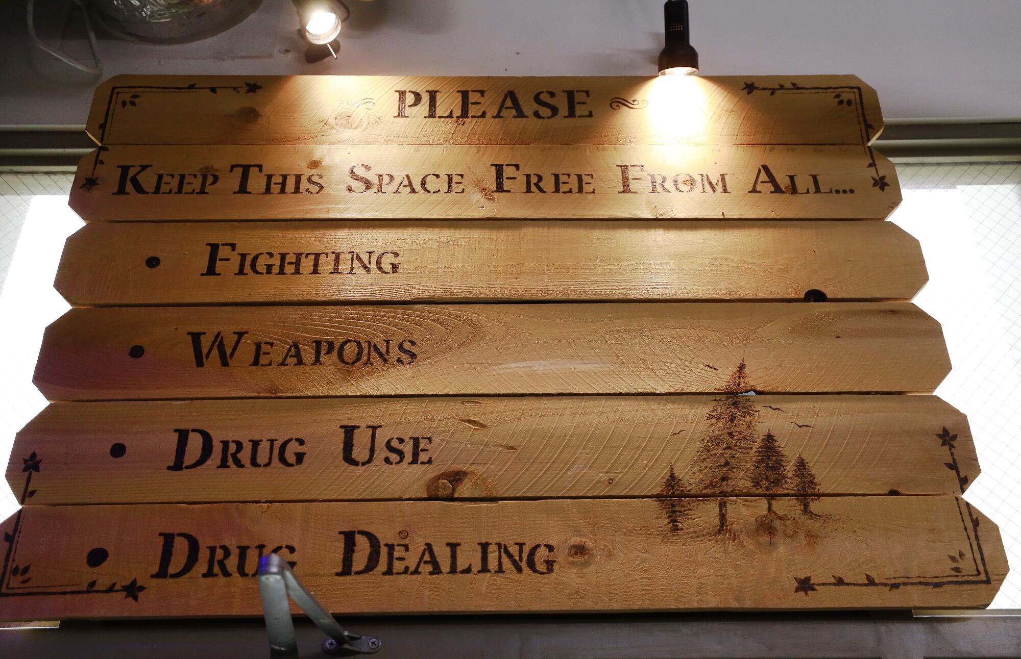 Signage at the "drop-in center" of the Center for Harm Reduction