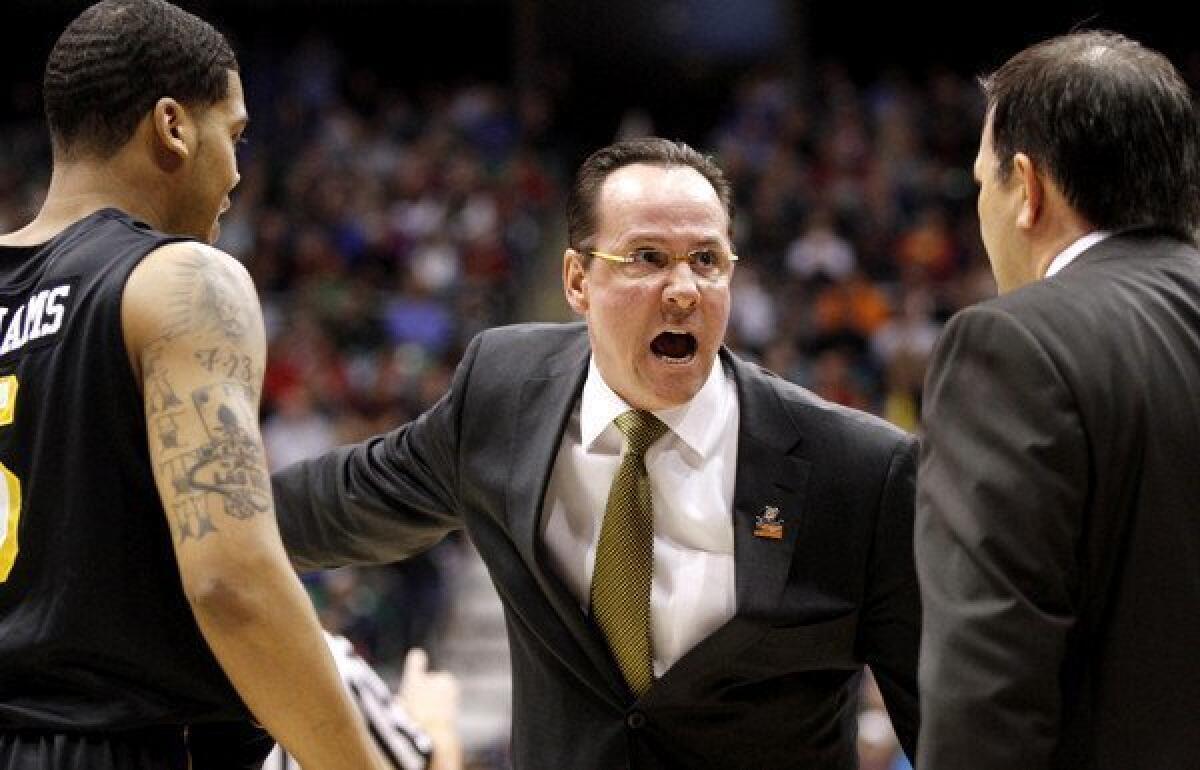 Wichita State Coach Gregg Marshall barks instructions during the victory over top-seeded Gonzaga last week.