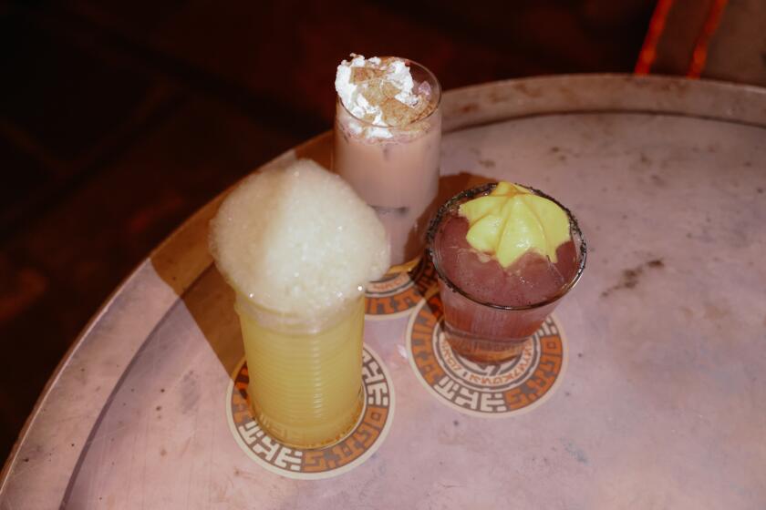 Anaheim, CA - March 02: Drinks purchased at Oga's Cantina at Disneyland Park on Thursday, March 2, 2023 in Anaheim, CA. Serving alcoholic, non-alcoholic drinks, and bar snack the Cantina is located in Star Wars Galaxy's Edge. (Dania Maxwell / Los Angeles Times).