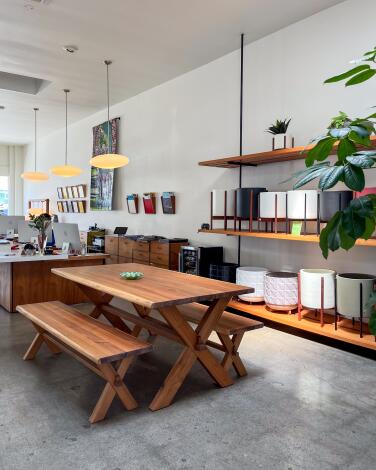 The interior of Modernica patio furniture store.