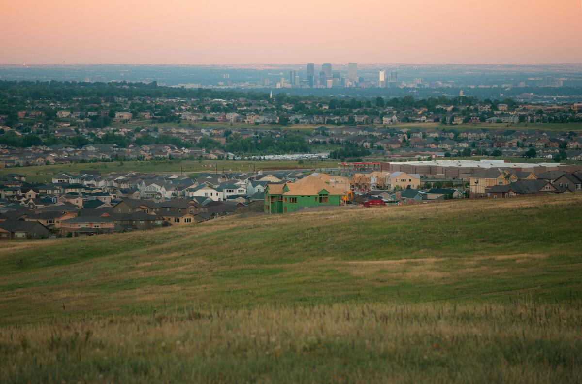 A view from the Rocky Flats National Wildlife Refuge, with Denver in the background.