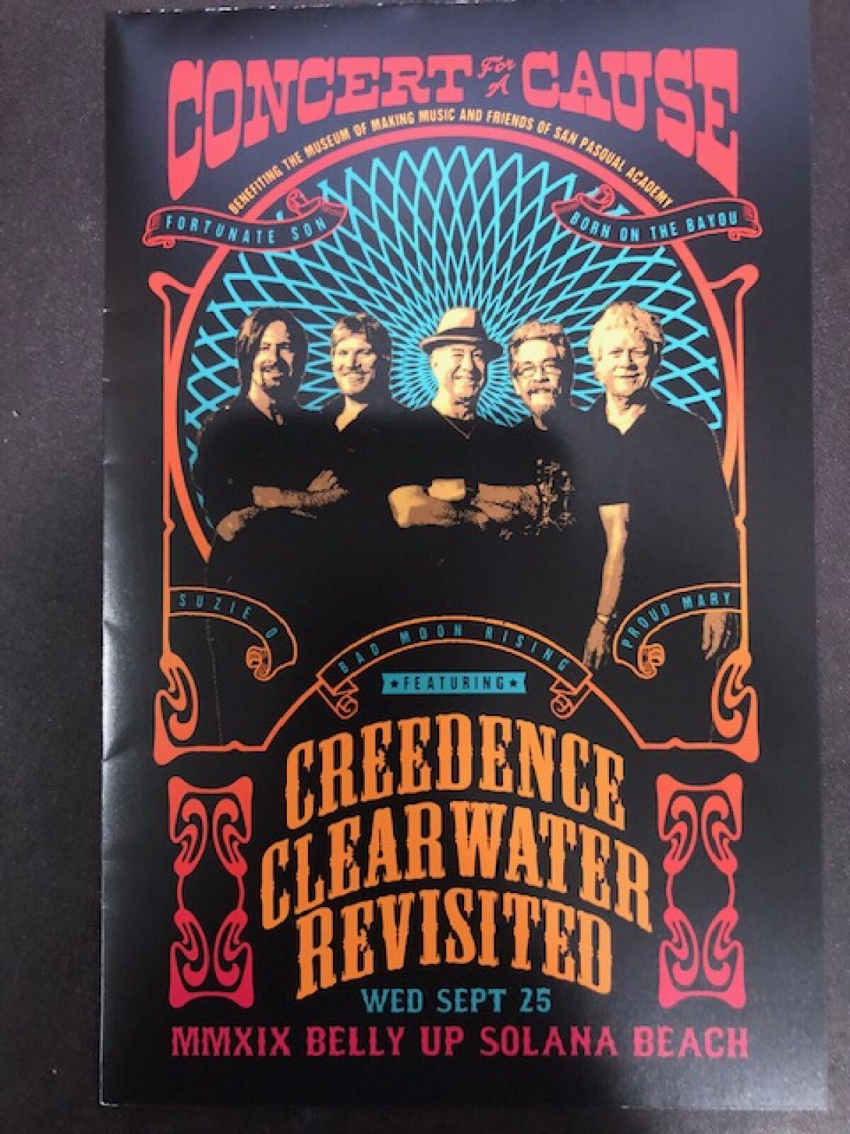 Creedence Clearwater Revisited performs Sept. 25 at the Belly Up Tavern to benefit Friends of San Pasqual Academy and Museum of Making Music.
