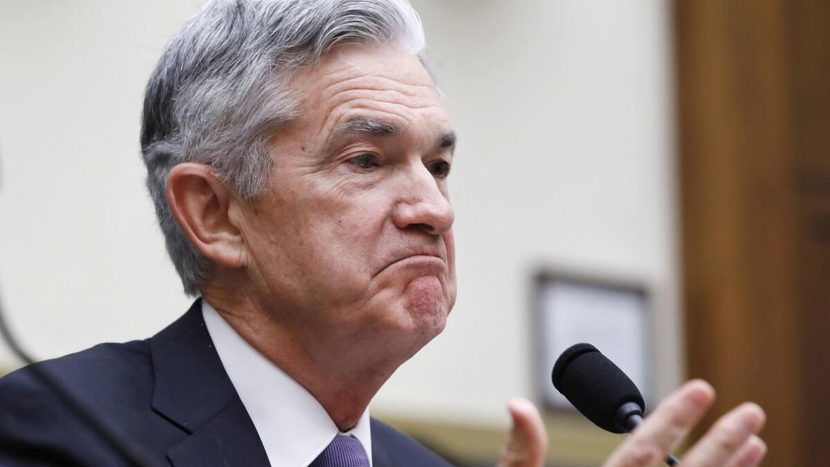 Federal Reserve Board Chair Jerome Powell testifies during a House Committee on Financial Services hearing on July 18, 2018, on Capitol Hill in Washington.