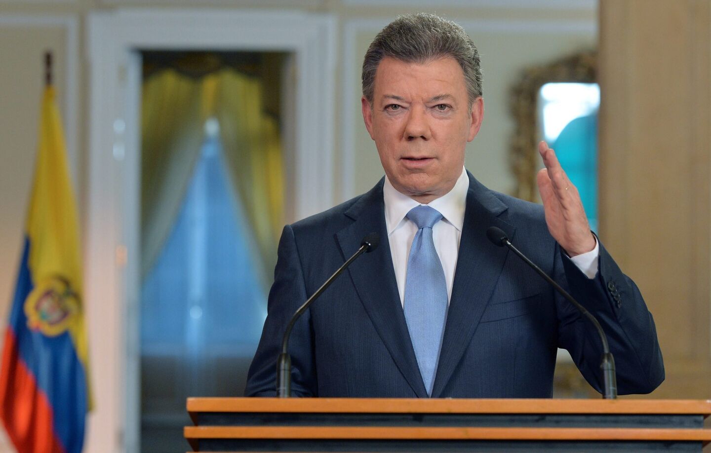 When Colombian President Juan Manuel Santos announced late last year that his government was launching peace talks with the Revolutionary Armed Forces of Colombia, the largest rebel group, many in the country were skeptical that the negotiations would yield anything. But this year, both sides reached milestone agreements on key issues. In May, the government and the FARC reached an accord on land reform, considered a crucial part of any broader accord. And in November, the two sides reached another deal establishing a basic framework under which the rebels would be allowed to participate in the country's political life. Much work remains to be done, but this year has offered real hope that Colombia's decades-long conflict may finally come to an end. Above: Santos speaks during a national TV and radio broadcasting in Bogota on Nov. 6. RELATED: Ted Rall's five best cartoons of 2013 Washington's 5 biggest 'fails' of 2013 2013 endings: Columnist Patt Morrison on what she won't miss