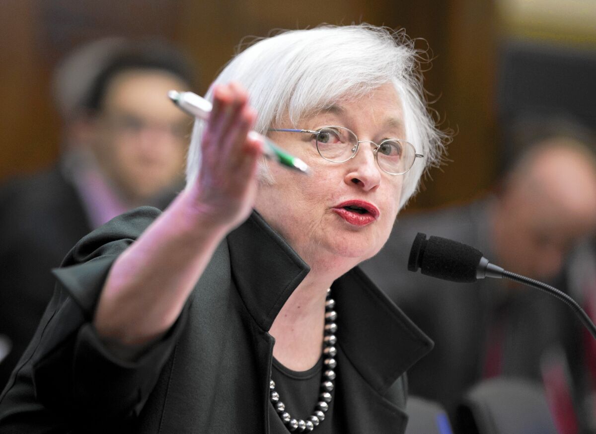 Federal Reserve Chairwoman Janet L. Yellen testifies on Capitol Hill in Washington.