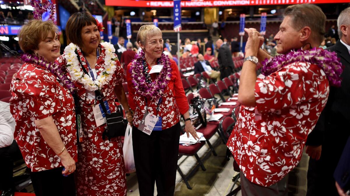 Hawaii delegates gather at the Republican National Convention last year in Cleveland.