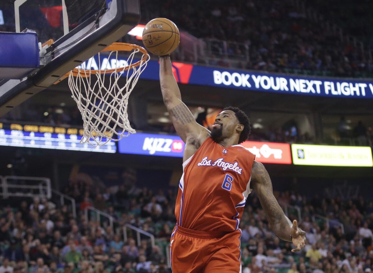 DeAndre Jordan had nine points and 12 rebounds in the Clippers' 94-89 win Wednesday over the Jazz in Utah.