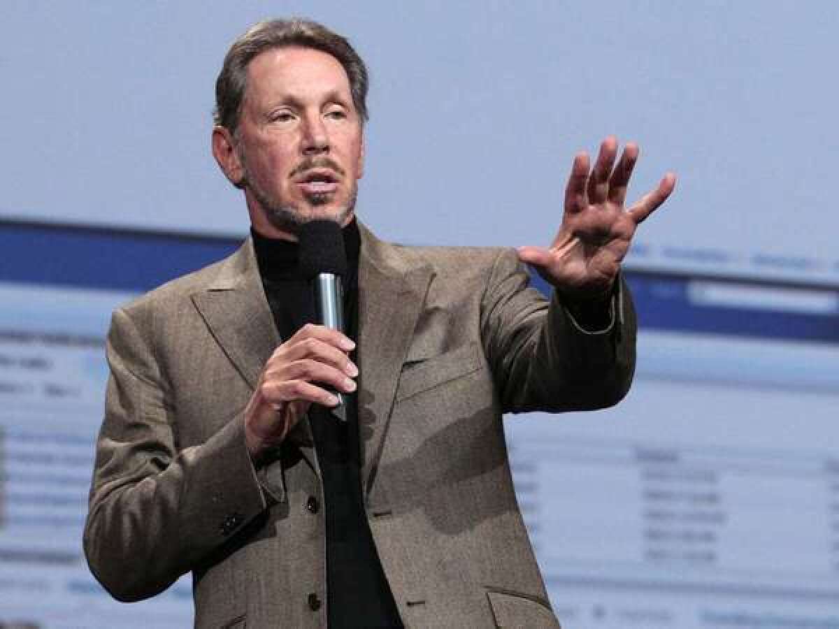 Oracle CEO Larry Ellison speaking during the 2011 Oracle OpenWorld Keynote in San Francisco.