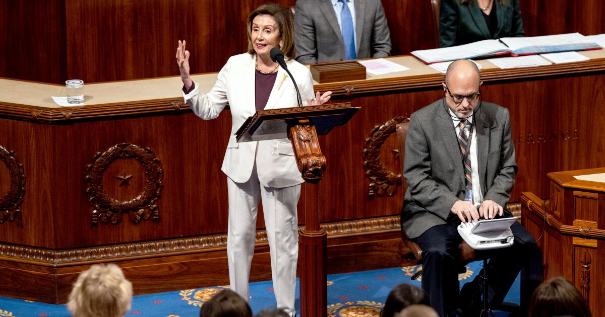 Column: The essence of House Speaker Nancy Pelosi comes through in her not-farewell address