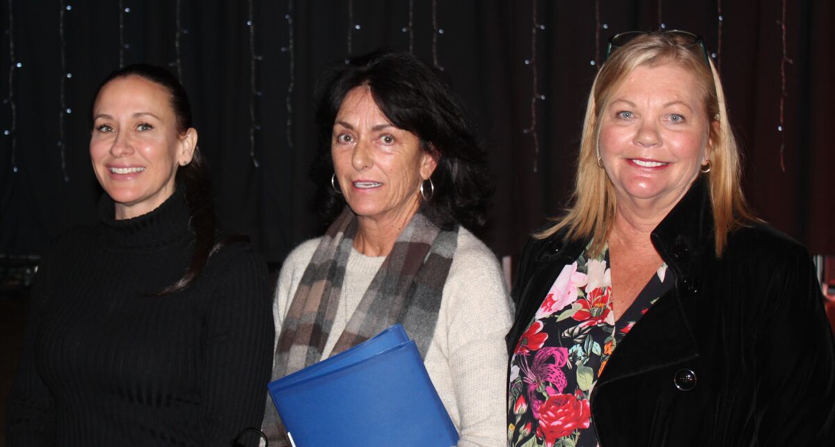 Non Toxic San Diego members Gina Felter, Teresa Craig and Anne Jackson Hefti following their presentation at the PB Town Council meeting in November at Crown Point Junior Music Academy.