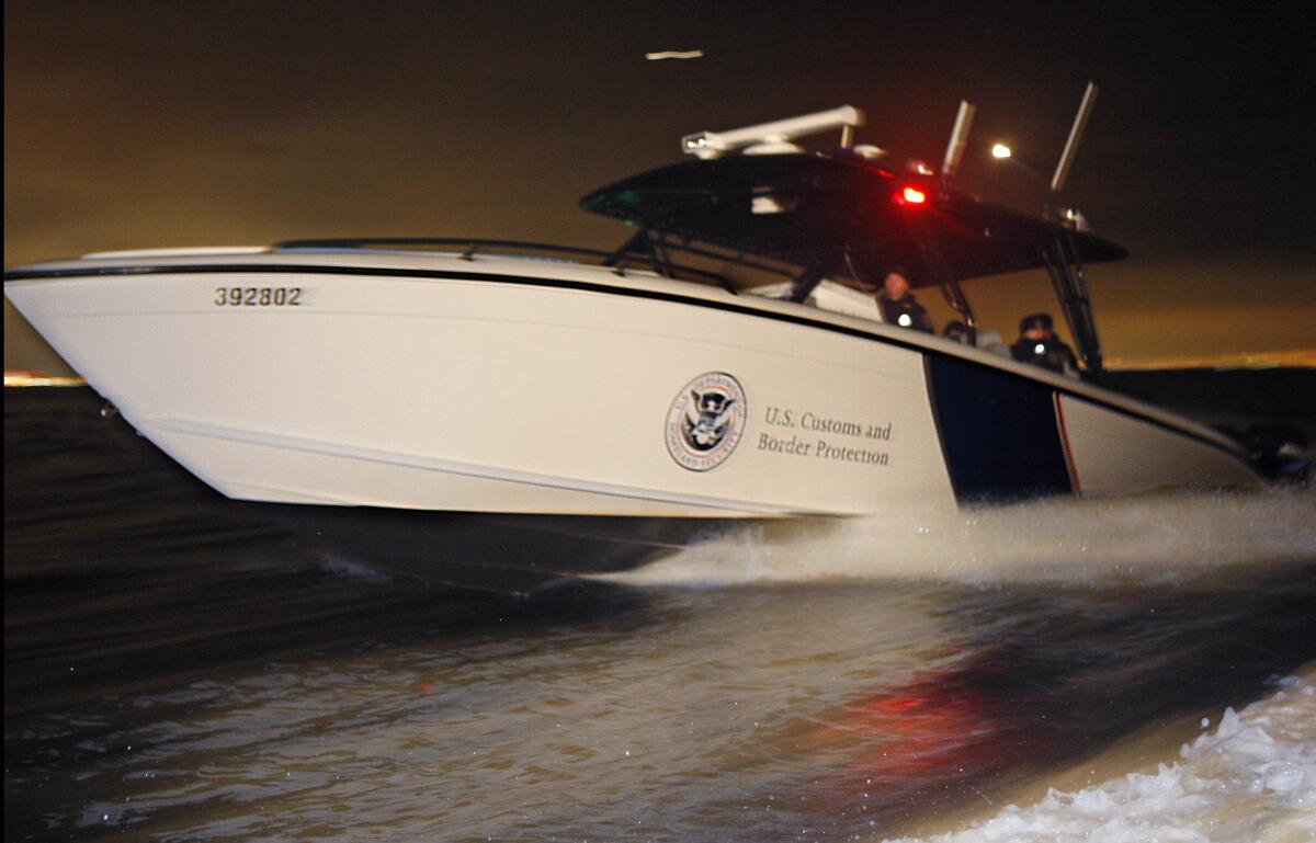 The "Midnight Express" a 900-horsepower U.S. Customs and Border Protection boat, speeds across San Diego Bay. The crew's mission is to intercept smugglers who regularly attempt to bring drugs and illegal immigrants along the coast. On Thursday, a CBP boat intercepted suspected migrants off the coast.