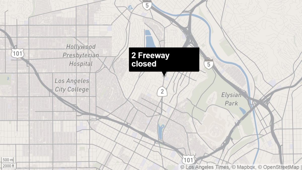 Map shows the approximate location of the freeway closure. (Los Angeles Times)