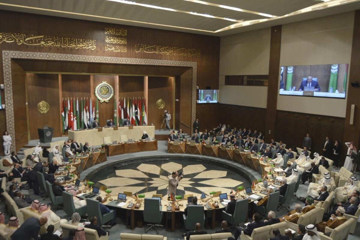 Delegates and foreign ministers of member states convene at the Arab League headquarters.